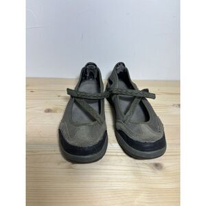 Lands End Shoes Sz‎ 8B Mary Jane Sport Casual Oxfords Athletic Green Gray U5